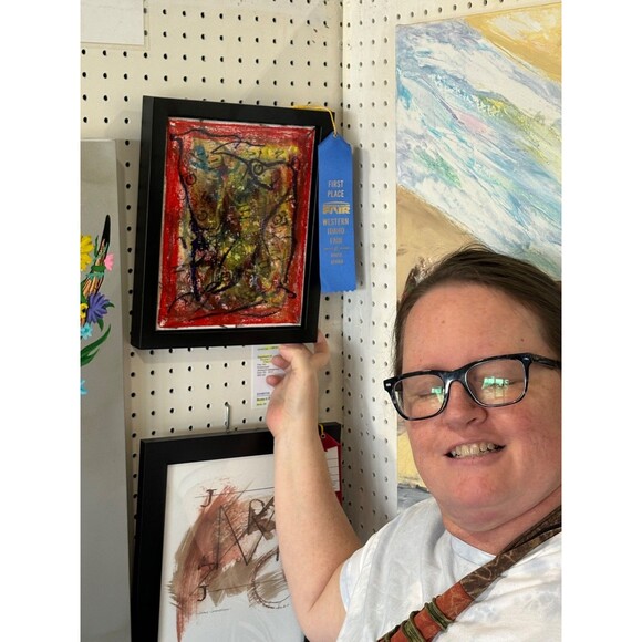 Bold Color Modern Abstract Art Original Canvas 14x11 mosaic elephant BPerry art - Picture 5 of 9